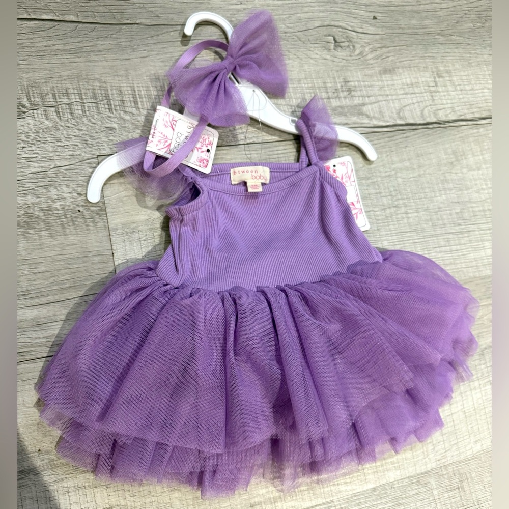 btween Lavender Tutu Dress with matching headband bow Size 6m